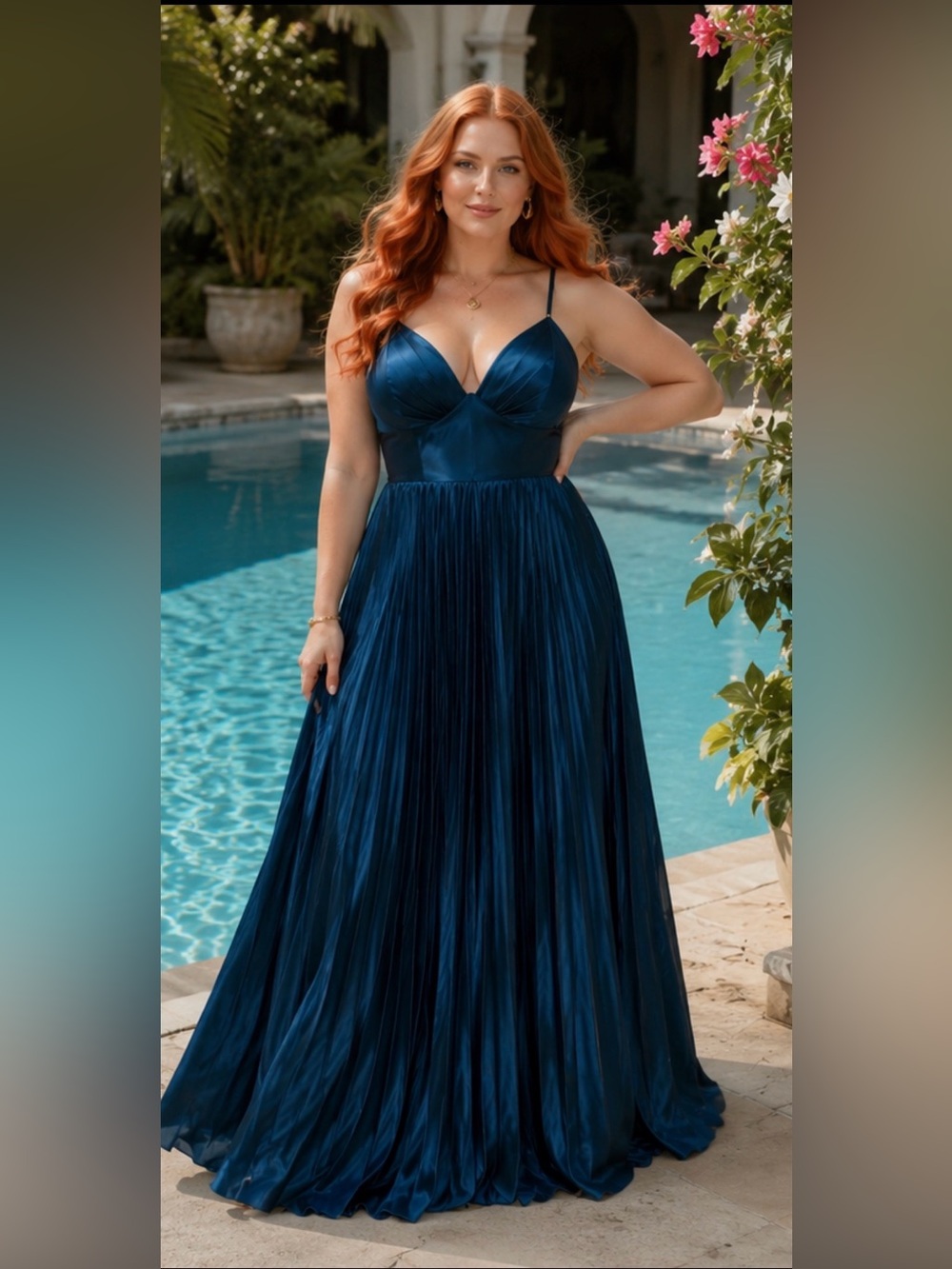 Elegant Navy Blue Spaghetti-Strap Maxi Dress